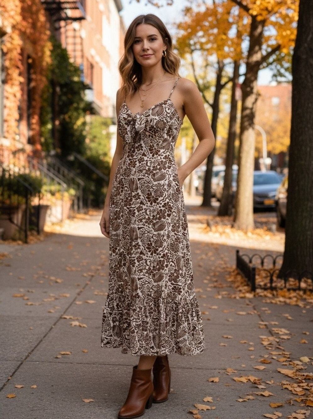 Fall Linen‑blend Maxi Dress With Pockets NWT